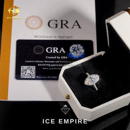 Iced Out 925 Silver Moissanite Engagement Ring