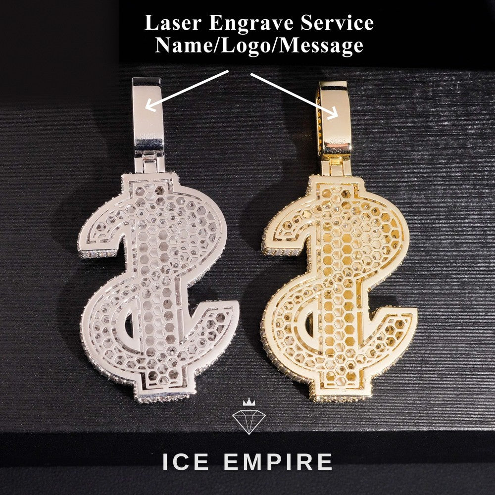 Iced Out Baguette 925 Silver Moissanite Pendant