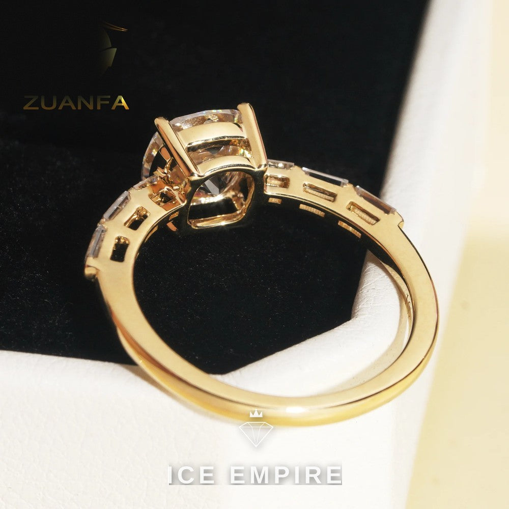Iced Out 10K Gold Moissanite Engagement Ring