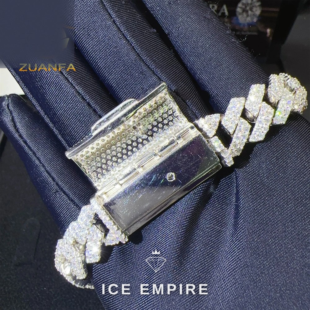 Iced Out 925 Silver Moissanite Cuban Chain