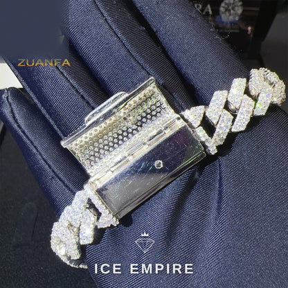 Iced Out 925 Silver Moissanite Cuban Chain