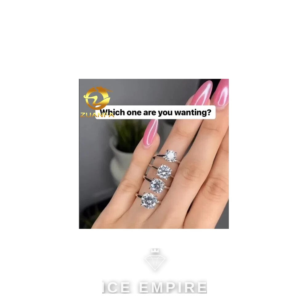 Iced Out 925 Silver Moissanite Engagement Ring