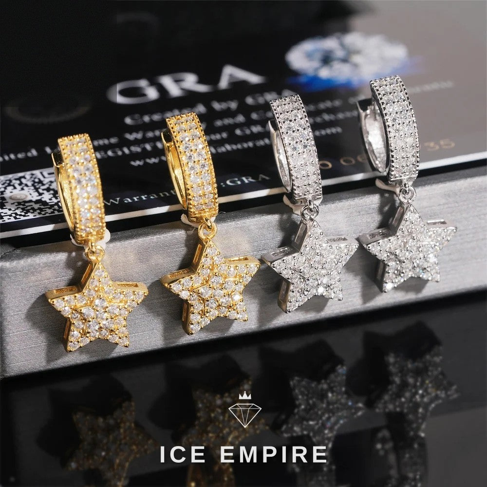 Iced Out 925 Silver Moissanite Hoop Earrings