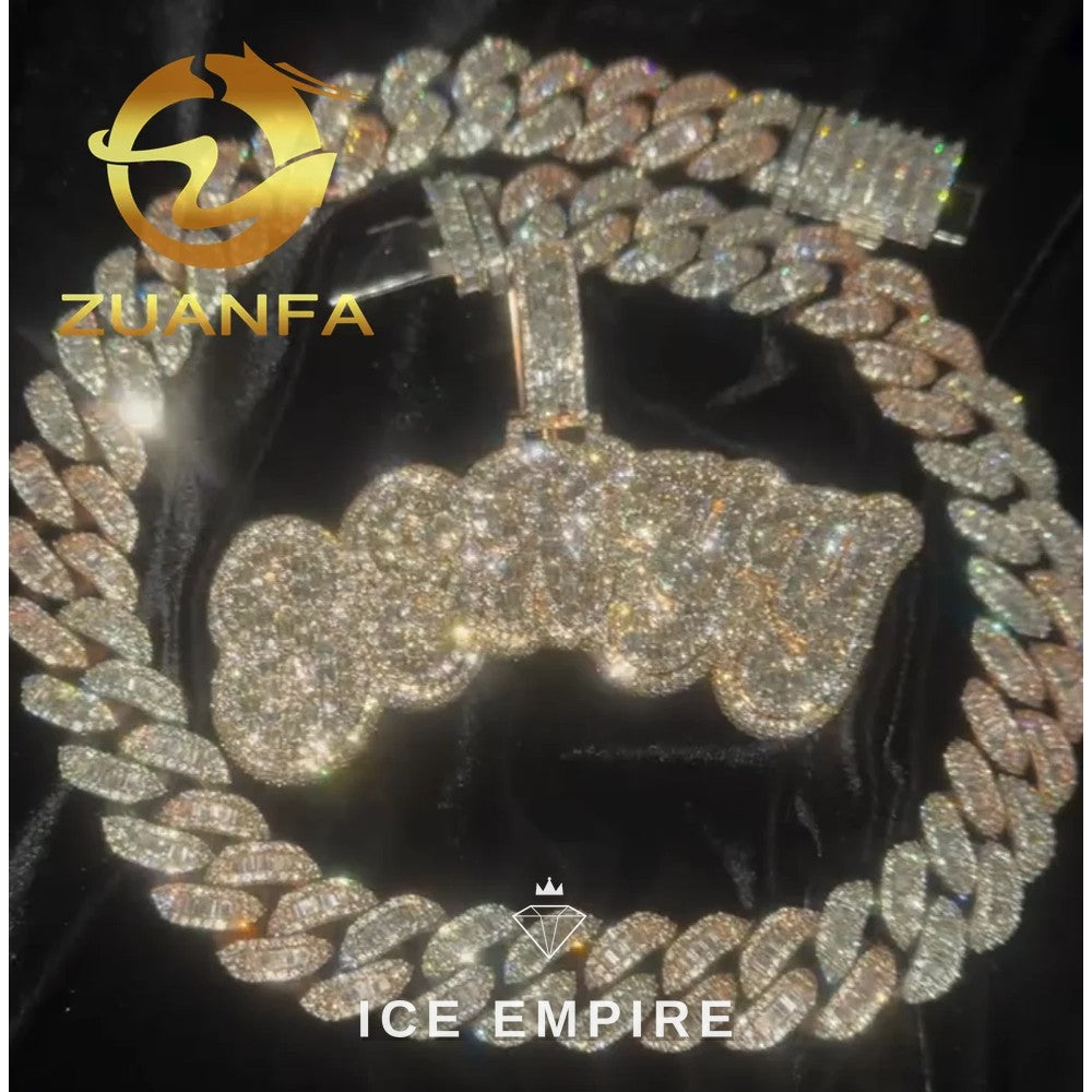 Iced Out Baguette Rose Gold Plated Moissanite Pendant