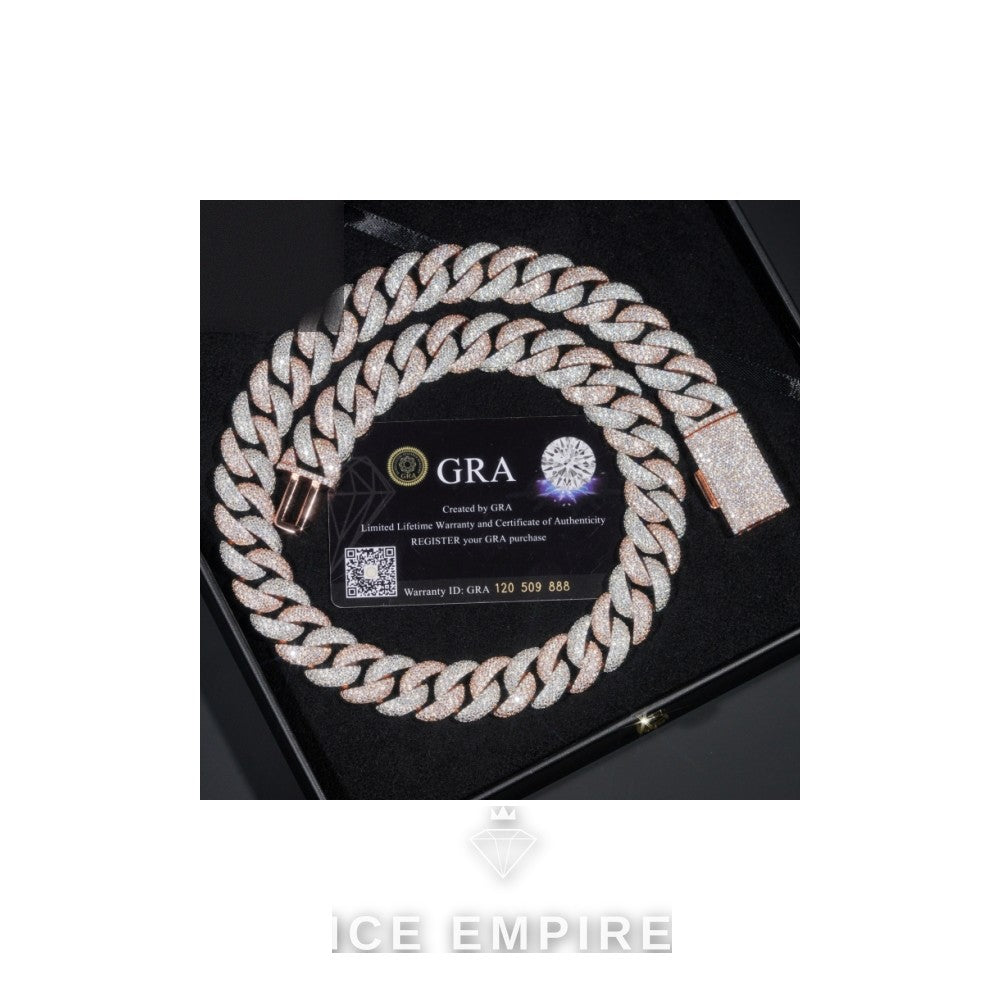 Iced Out Rose Gold Plated Moissanite Cuban Chain