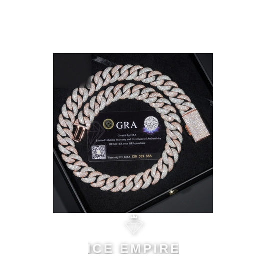 Iced Out Rose Gold Plated Moissanite Cuban Chain