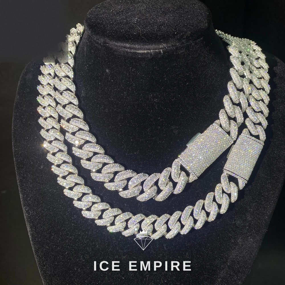 Iced Out Rose Gold Moissanite Cuban Chain