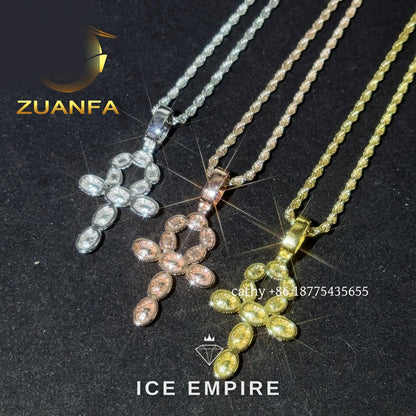 Iced Out Cross Rose Gold Plated Pendant