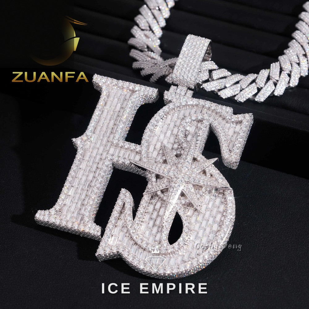 Iced Out Baguette Rose Gold Plated Moissanite Pendant