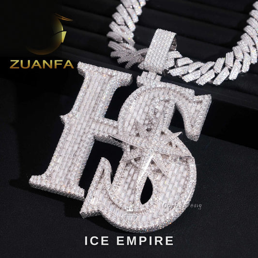 Iced Out Baguette Rose Gold Plated Moissanite Pendant