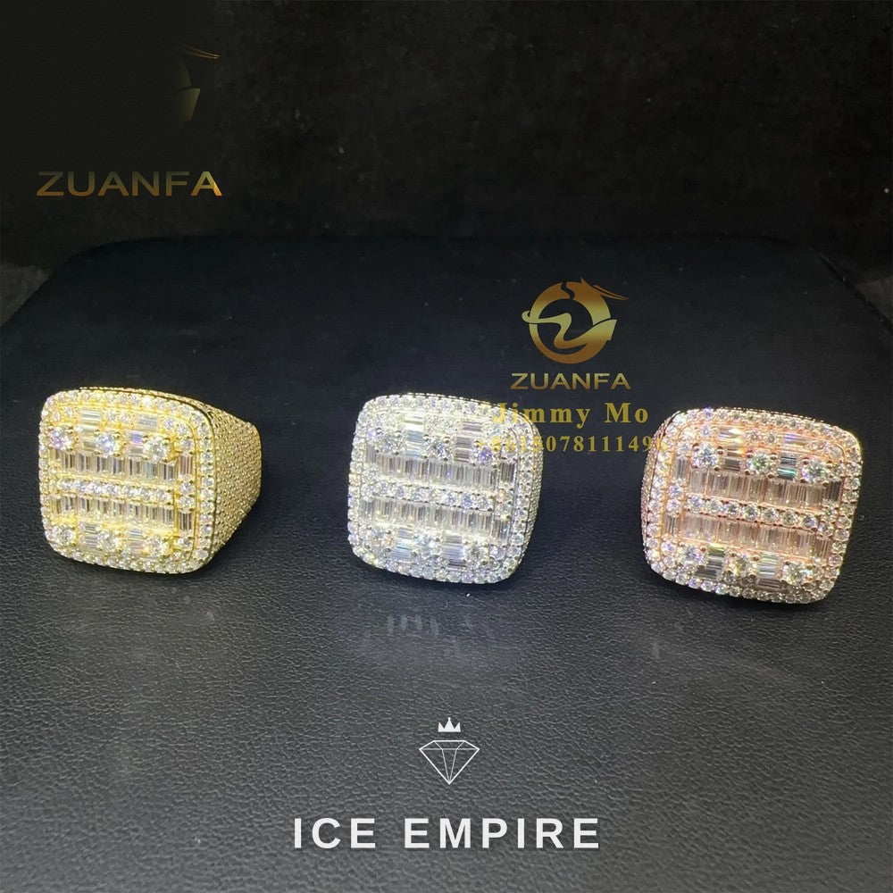 Iced Out Baguette 925 Silver Moissanite Ring