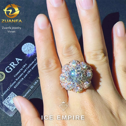 Iced Out 925 Silver Moissanite Ring