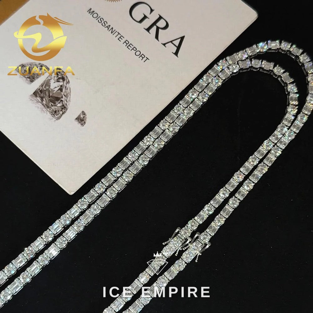 Iced Out 925 Silver Moissanite Tennis Chain