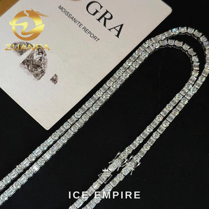 Iced Out 925 Silver Moissanite Tennis Chain