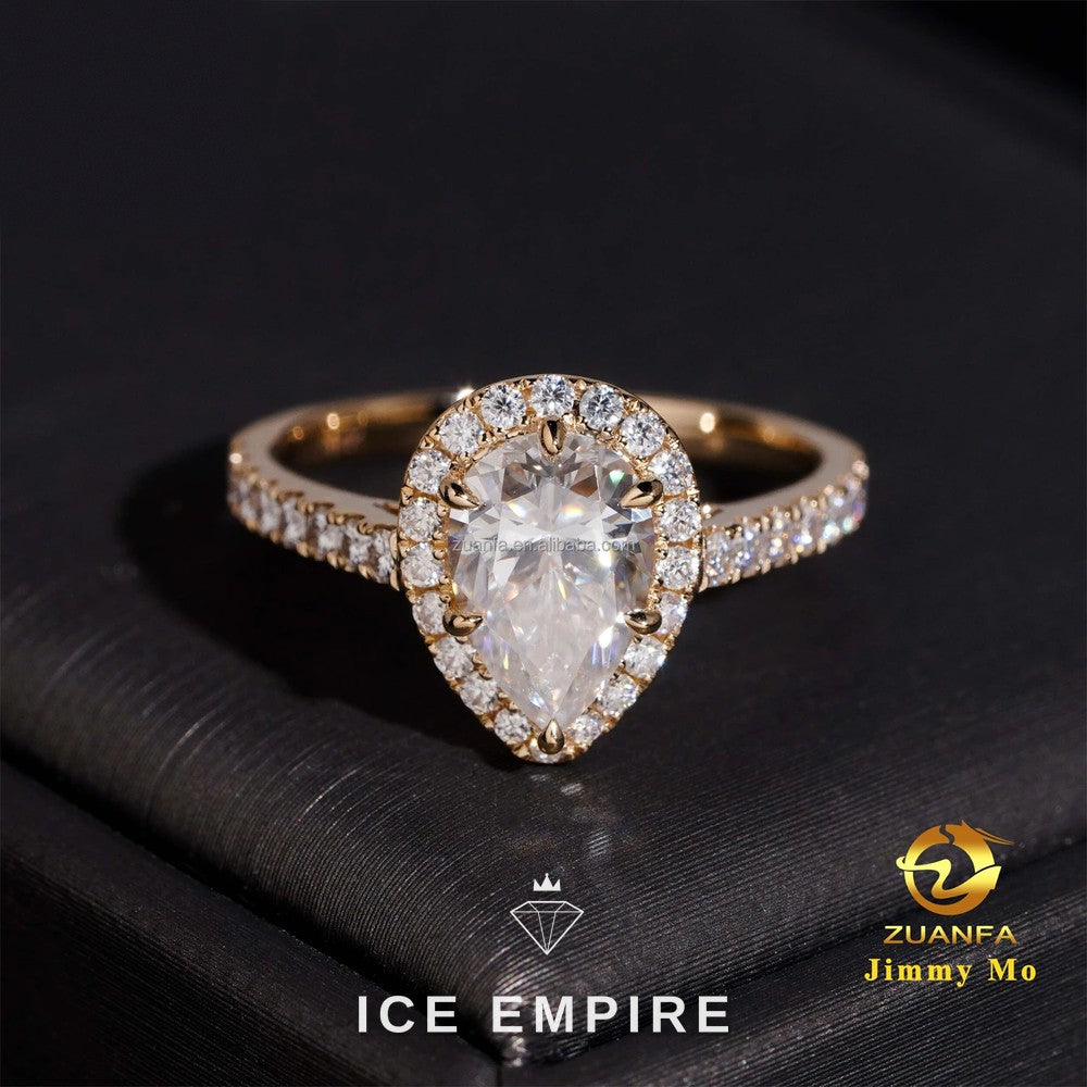 Iced Out 14K Gold Lab Grown Diamond Engagement Ring