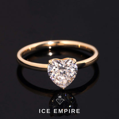 Iced Out Heart 14K Gold Moissanite Wedding Band