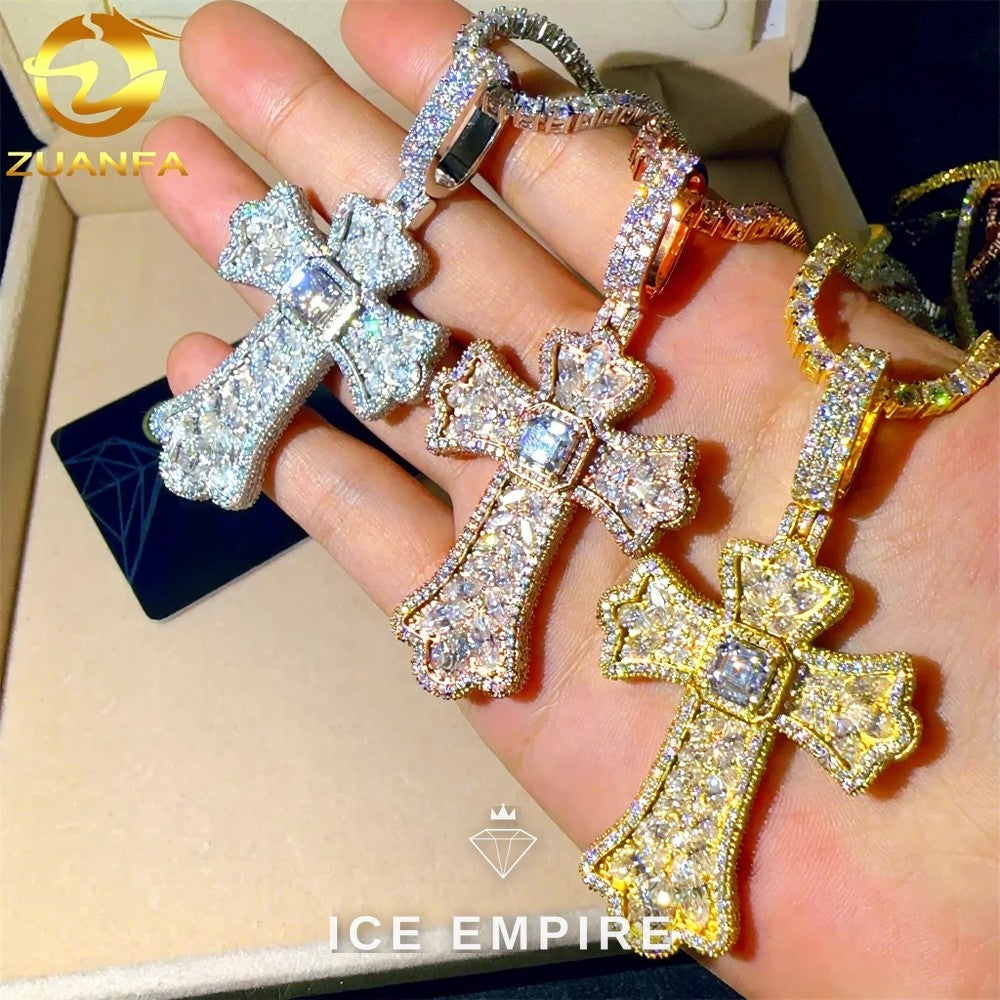 Iced Out Cross 925 Silver Pendant
