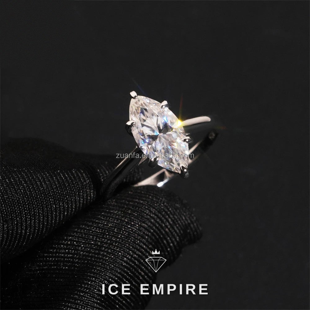 Iced Out 925 Silver Moissanite Engagement Ring