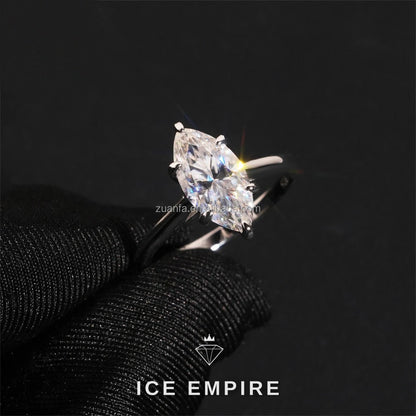Iced Out 925 Silver Moissanite Engagement Ring