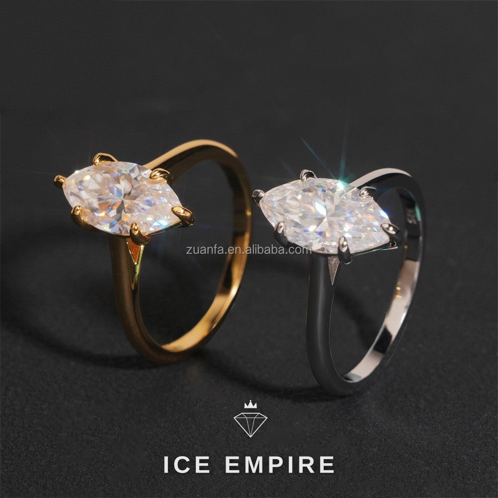 Iced Out 925 Silver Moissanite Engagement Ring