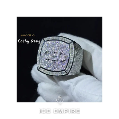 Iced Out Baguette 925 Silver Moissanite Ring