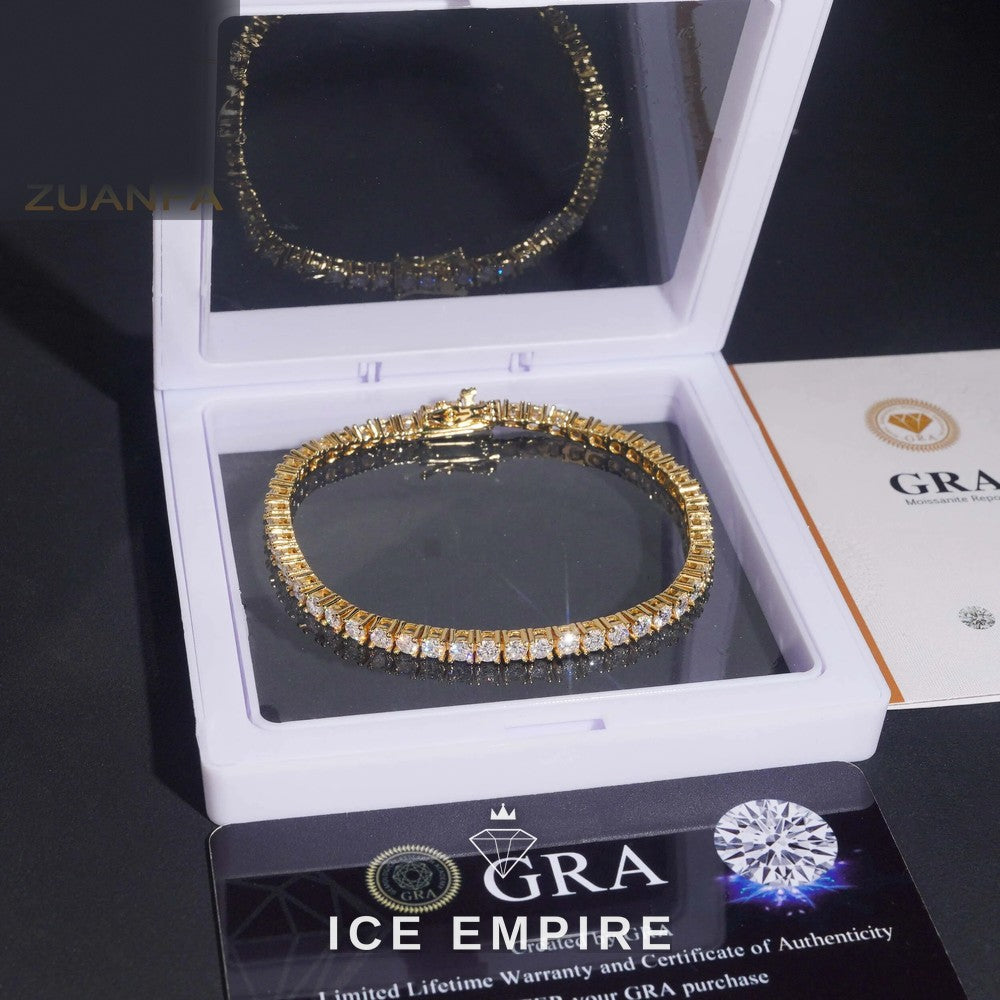 Iced Out 925 Silver Moissanite Tennis Bracelet