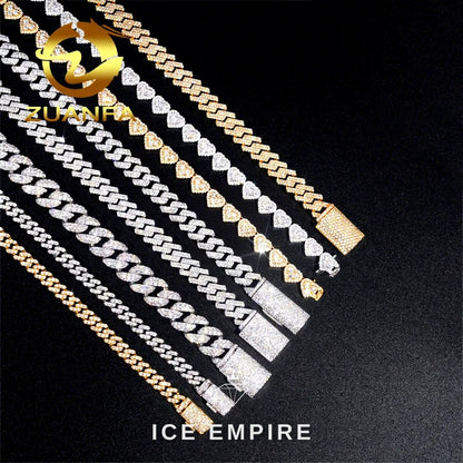 Iced Out 925 Silver Moissanite Cuban Chain