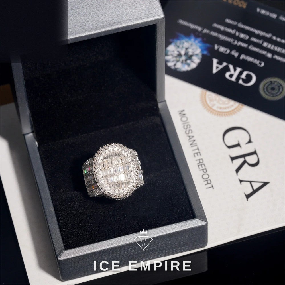 Iced Out Baguette 925 Silver Moissanite Ring