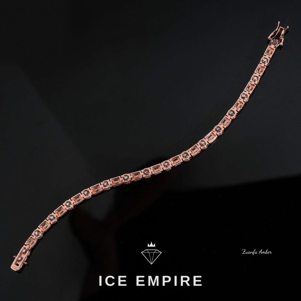 Iced Out Rose Gold Plated Lab Grown Diamond Tennis Chain