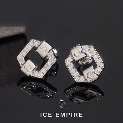 Iced Out 14K Gold Moissanite Stud Earrings