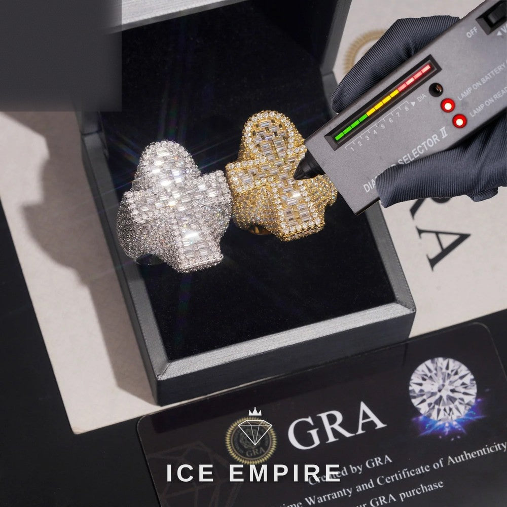 Iced Out Baguette Rose Gold Plated Moissanite Ring