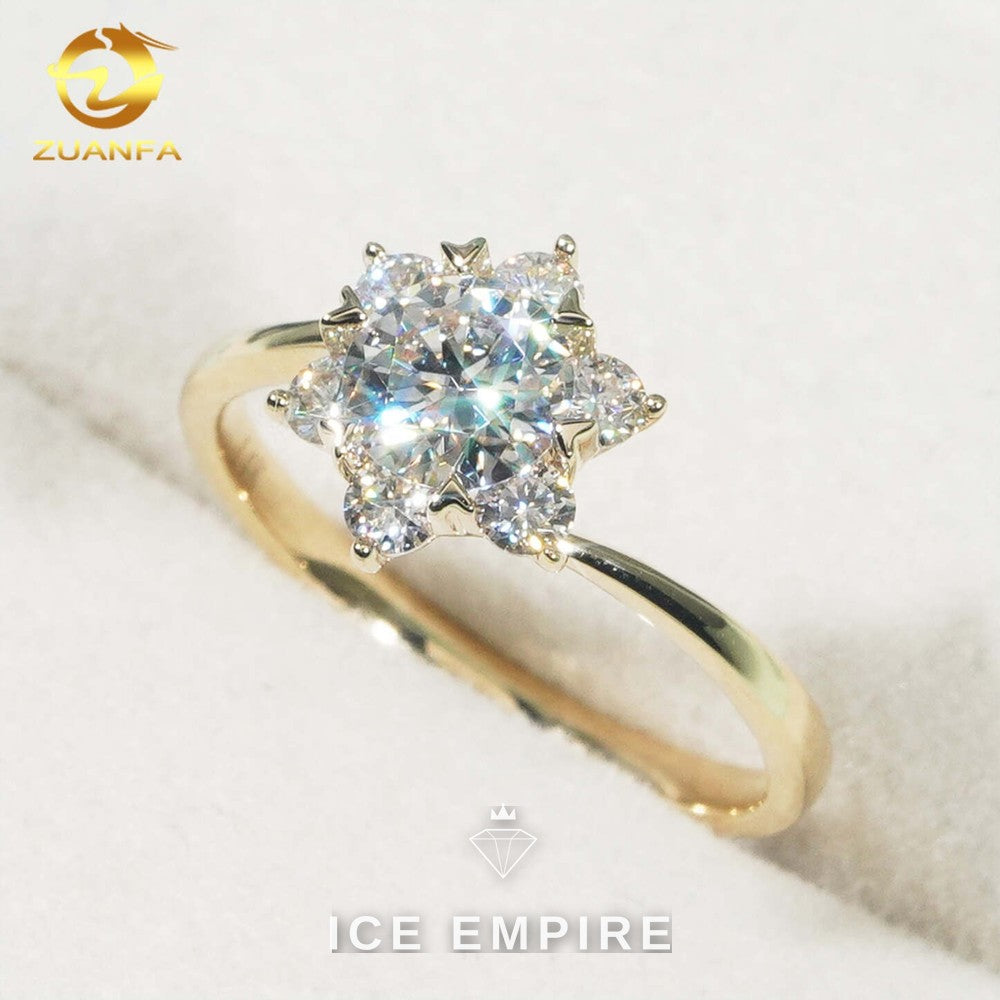 Iced Out 9K Gold Moissanite Engagement Ring
