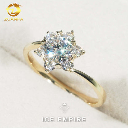 Iced Out 9K Gold Moissanite Engagement Ring