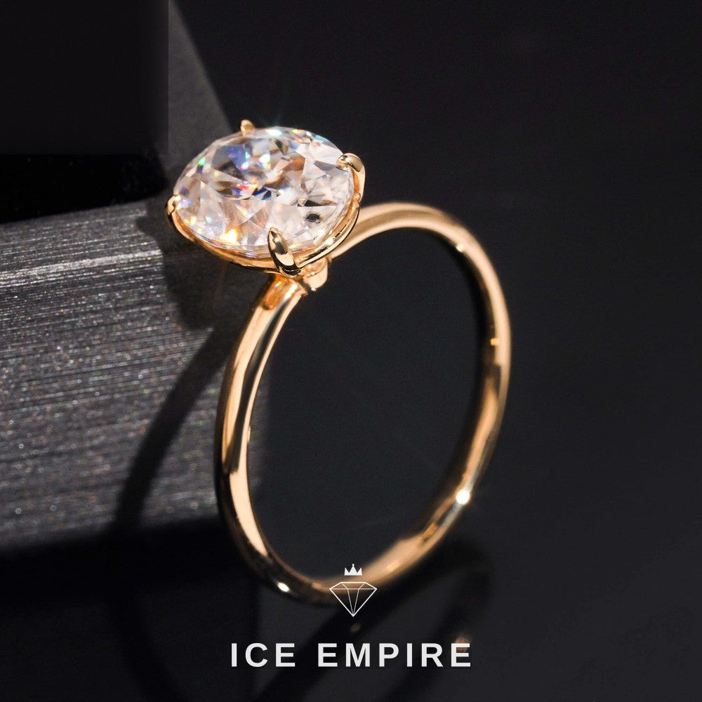 Iced Out Gold Plated Moissanite Engagement Ring