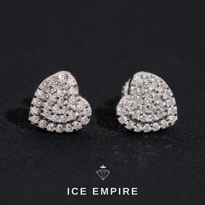 Iced Out Heart 14K Gold Moissanite Stud Earrings