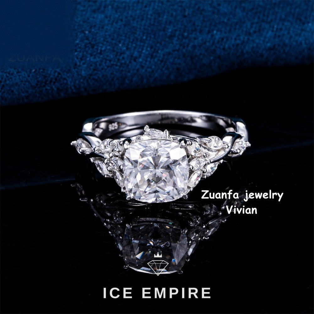 Iced Out 925 Silver Moissanite Ring