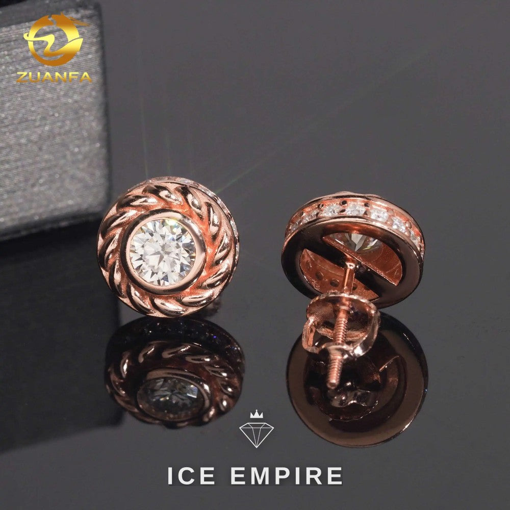 Iced Out 925 Silver Moissanite Stud Earrings