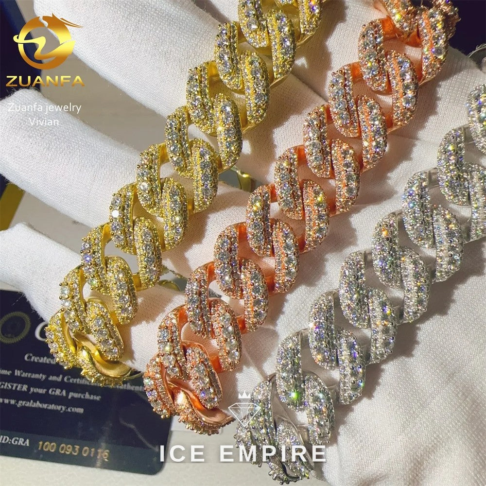 Iced Out 925 Silver Moissanite Cuban Chain