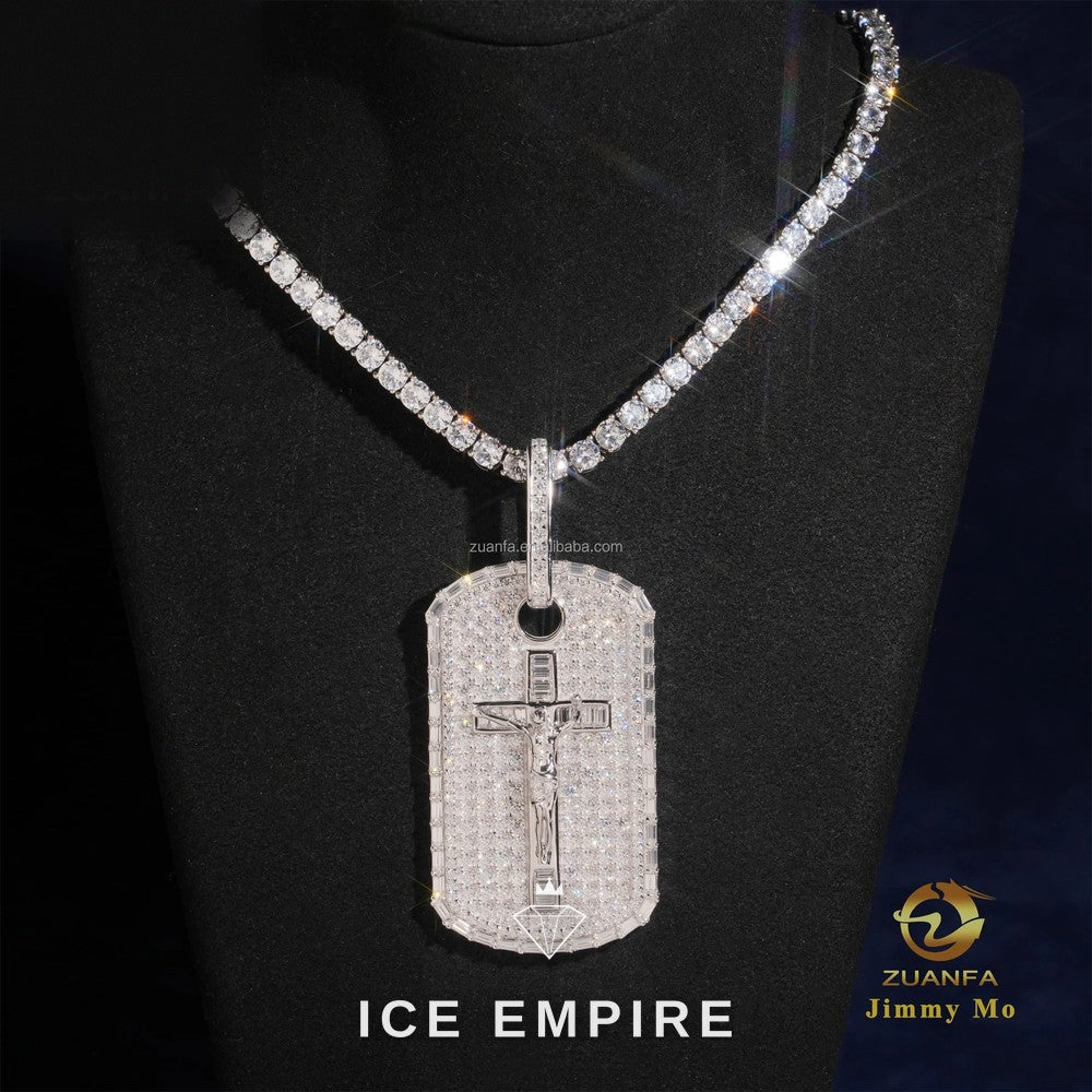 Iced Out Cross 925 Silver Moissanite Pendant