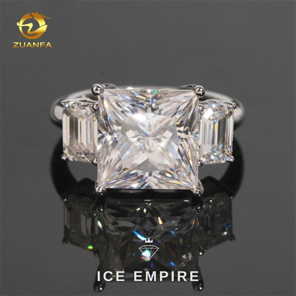 Iced Out 925 Silver Moissanite Engagement Ring
