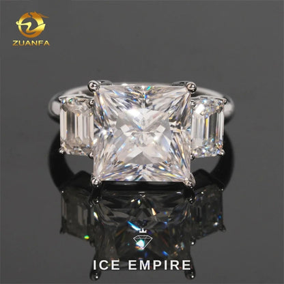 Iced Out 925 Silver Moissanite Engagement Ring