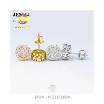 Iced Out 925 Silver Moissanite Stud Earrings