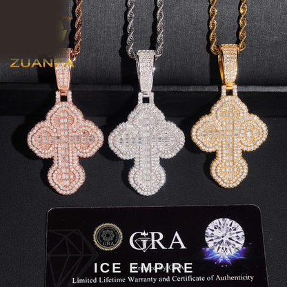 Iced Out Cross Rose Gold Plated Pendant