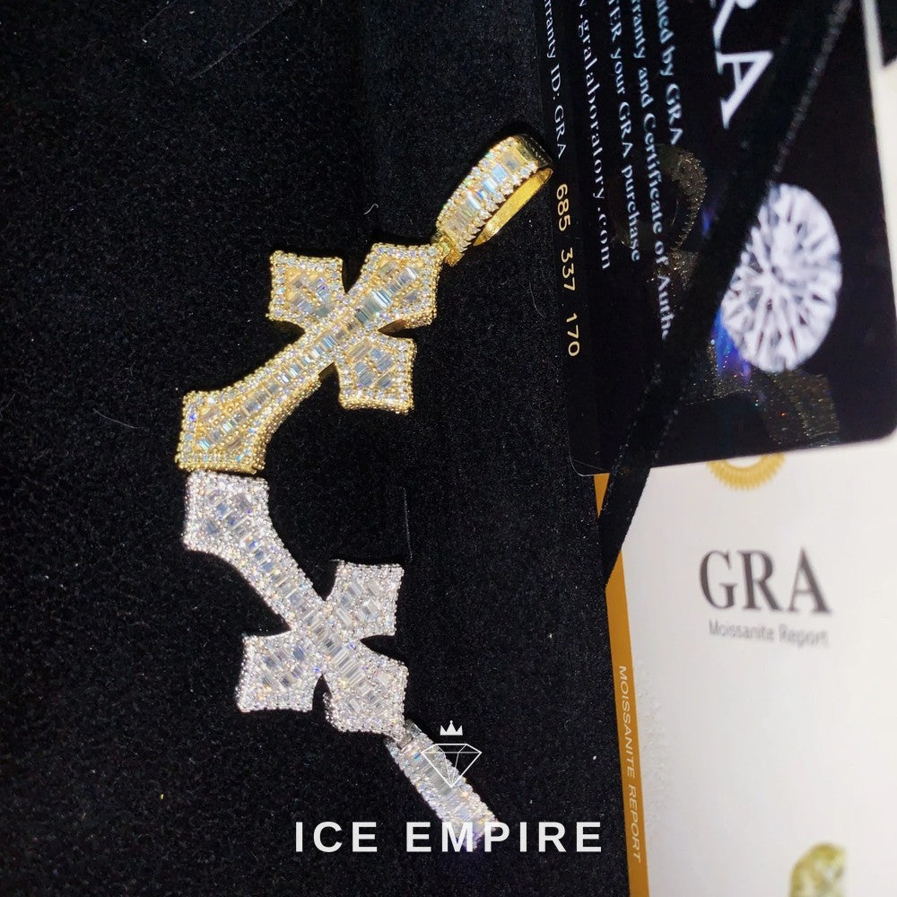 Iced Out Baguette Rose Gold Plated Moissanite Pendant