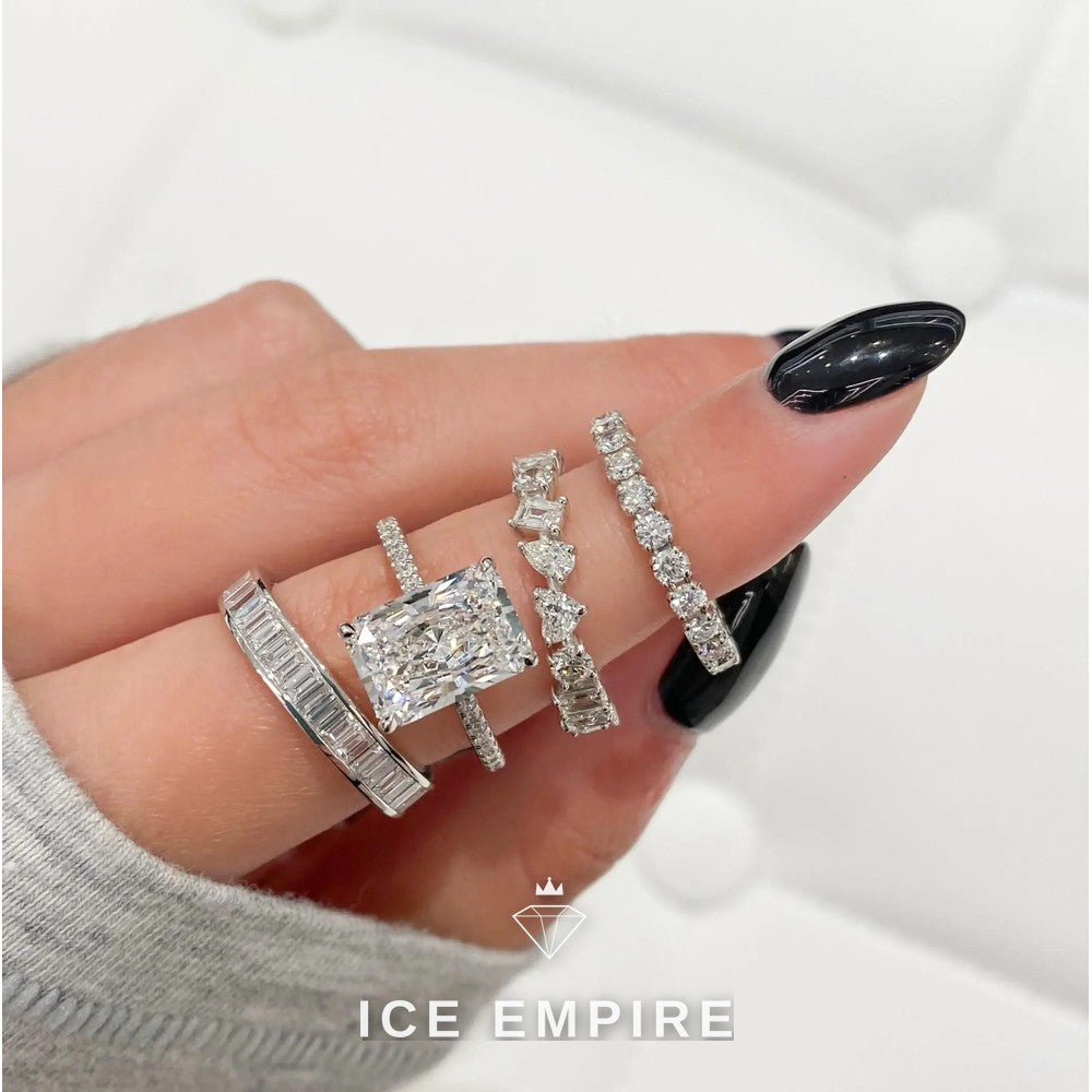 Iced Out Rose Gold Moissanite Wedding Band