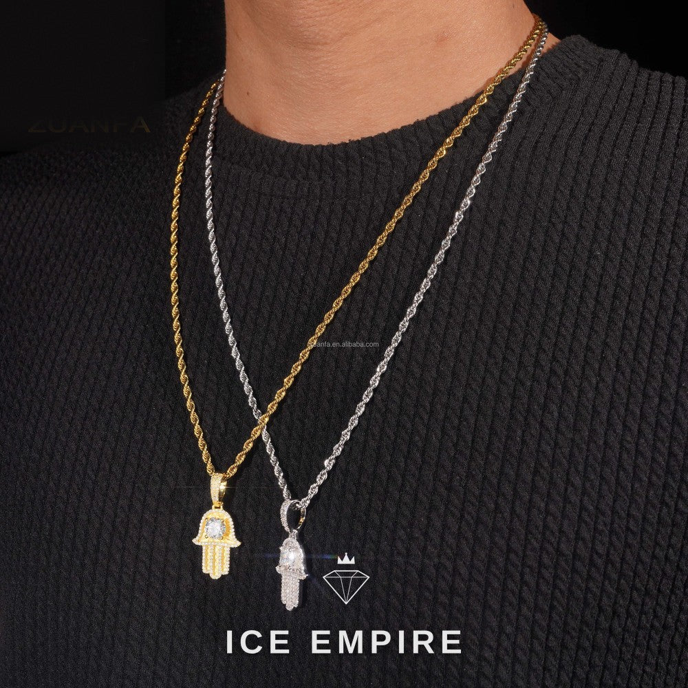 Iced Out 14K Gold Moissanite Pendant