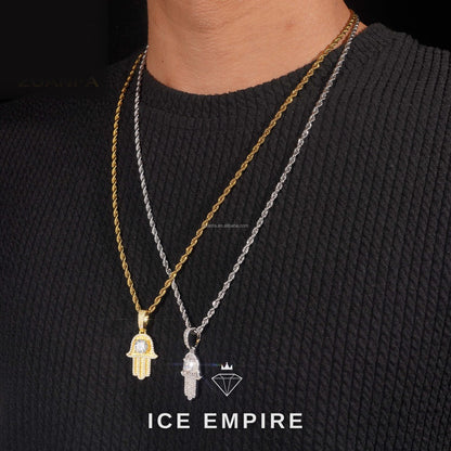 Iced Out 14K Gold Moissanite Pendant