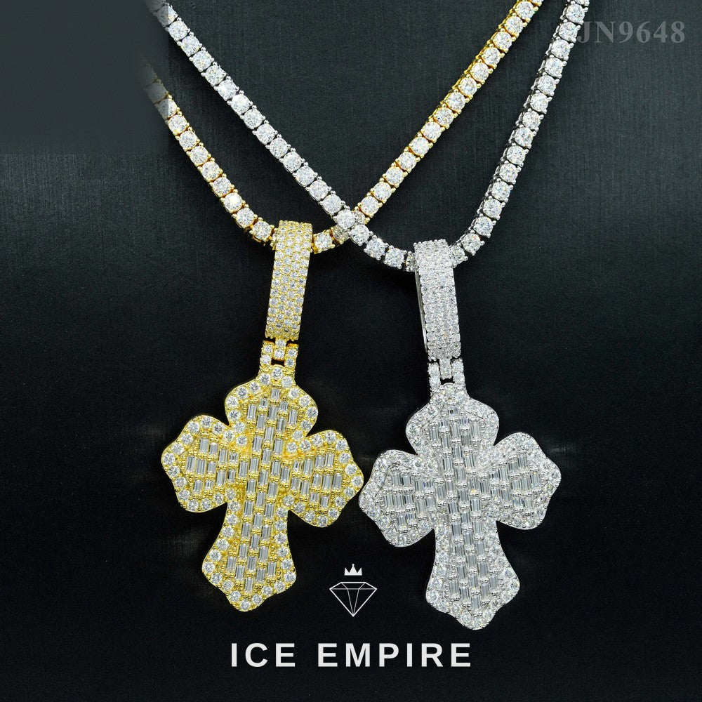 Iced Out Baguette Rose Gold Plated Moissanite Pendant