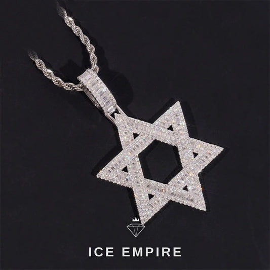 Iced Out Baguette Rose Gold Plated Moissanite Pendant
