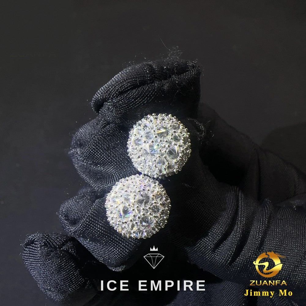 Iced Out 925 Silver Moissanite Stud Earrings